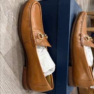 Cole Haan Brown Leather Loafers with Gold Accent